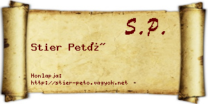 Stier Pető névjegykártya